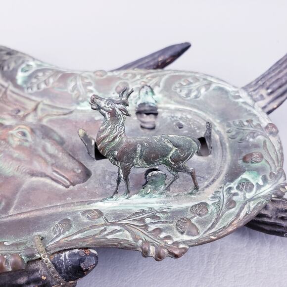 Vintage Copper Inkwell, Metal Inkwell, Outdoor Lovers, Deer Elk Stag Hunter Gift - Picture 8 of 10